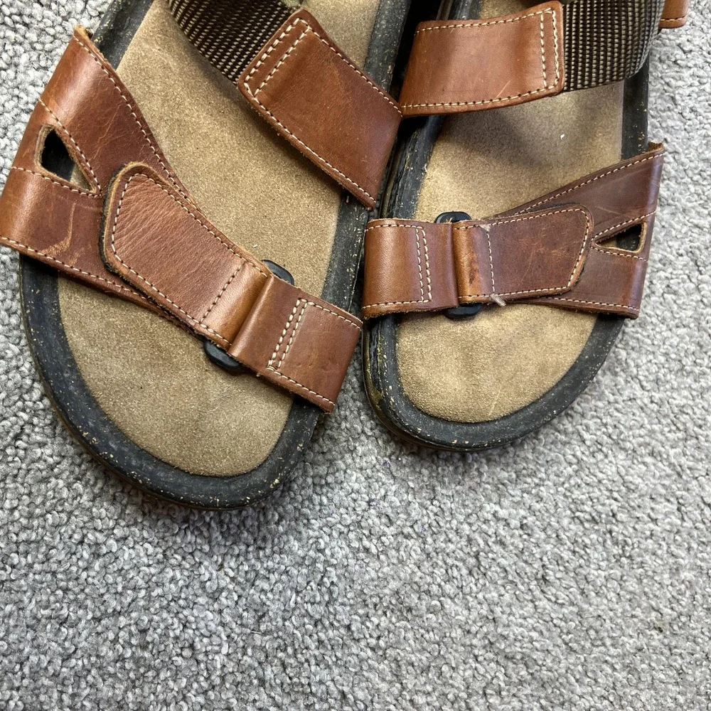 Sebago Docksides Sandals Mens Size 13 Brown‎ Leather Adjustable Slip On Comfort